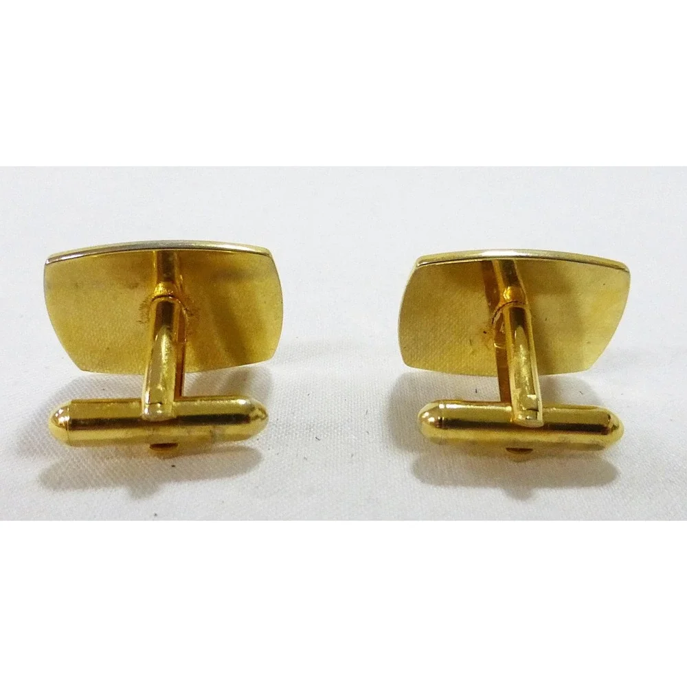 Vtg Cufflink square gold silver tone bullet back men accessories mid century